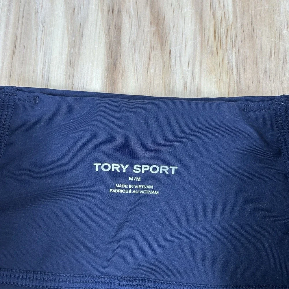 Tory Sport Leggings Womens M Blue Ankle Chevron Stripe High Rise Yoga‎ Burch